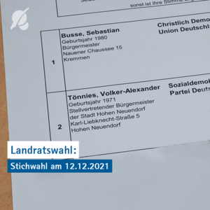 Landratswahl 2021: Stichwahl am 12.12.2021.
