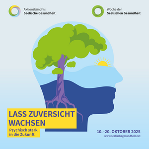 Plakatmotiv anlässlich der diesjährigen Woche der Seelischen Gesundheit vom 10.10. bis 20.10.2025 im Auftrag des Aktionsbündnis Seelische Gesundheit. 