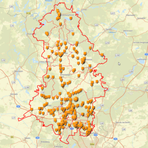 Eine Landkarte mit Messstellen f&uuml;r Geschwindigkeitskontrollen