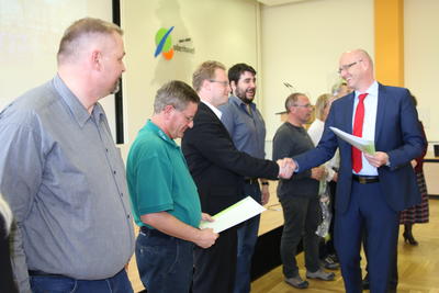 Landrat Ludger Weskamp bei der &Uuml;bergabe der Sportf&ouml;rdermittel am 25.04.2017