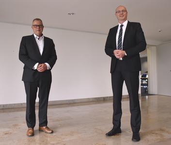 Brandenburgs Innenminister Michael St&uuml;bgen und Landrat Ludger Weskamp.