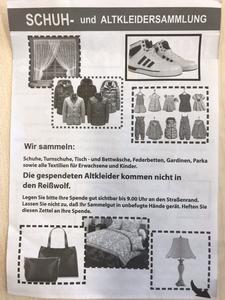 Handzettel für eine illegale Sammlung