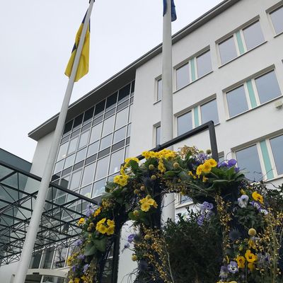 Solidarittsaktion fr die Ukraine am 03.03.2022 vor der Kreisverwaltung Oberhavel