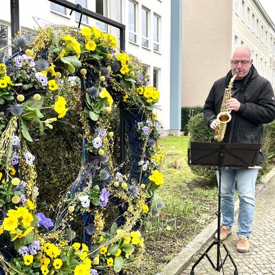 Solidarittsaktion fr die Ukraine am 03.03.2022 vor der Kreisverwaltung Oberhavel