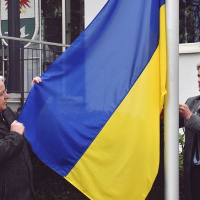 Solidarittsaktion fr die Ukraine am 03.03.2022 vor der Kreisverwaltung Oberhavel