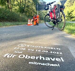 Markierung Radewege Stadtradeln